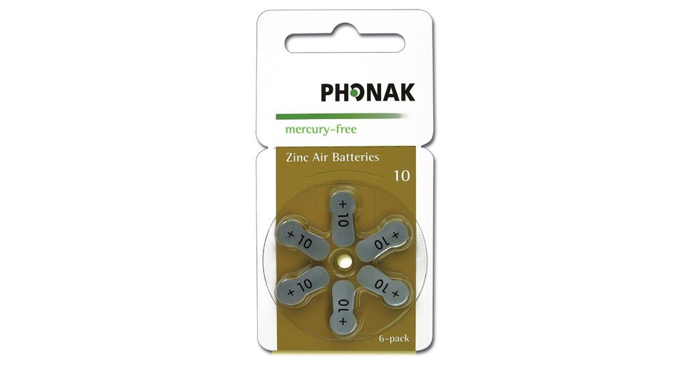 Pack de 6 piles A10Zinc-Air 1,4V (TFT) pour oreillettes Phonak
