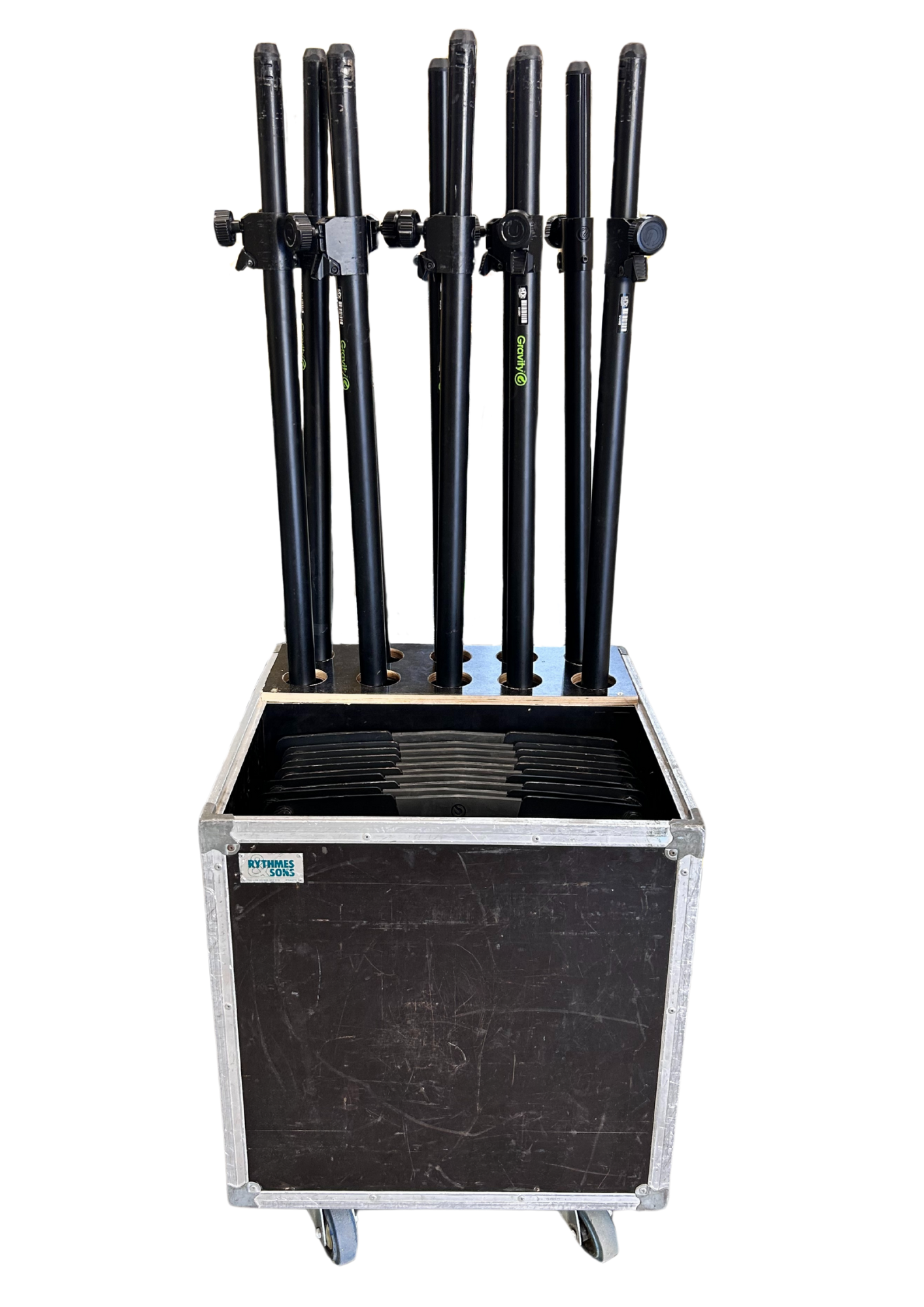 Kit de 10 pieds de 1,43m à 2,42m avec embase de 13kg en flight case