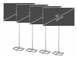 Ensemble de 4 écrans led SAMSUNG 55 pouces avec pied d'écran VIMOSTAND