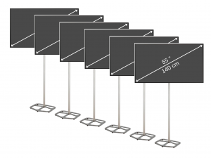 Ensemble de 6 écrans led SAMSUNG 55 pouces avec pied d'écran VIMOSTAND